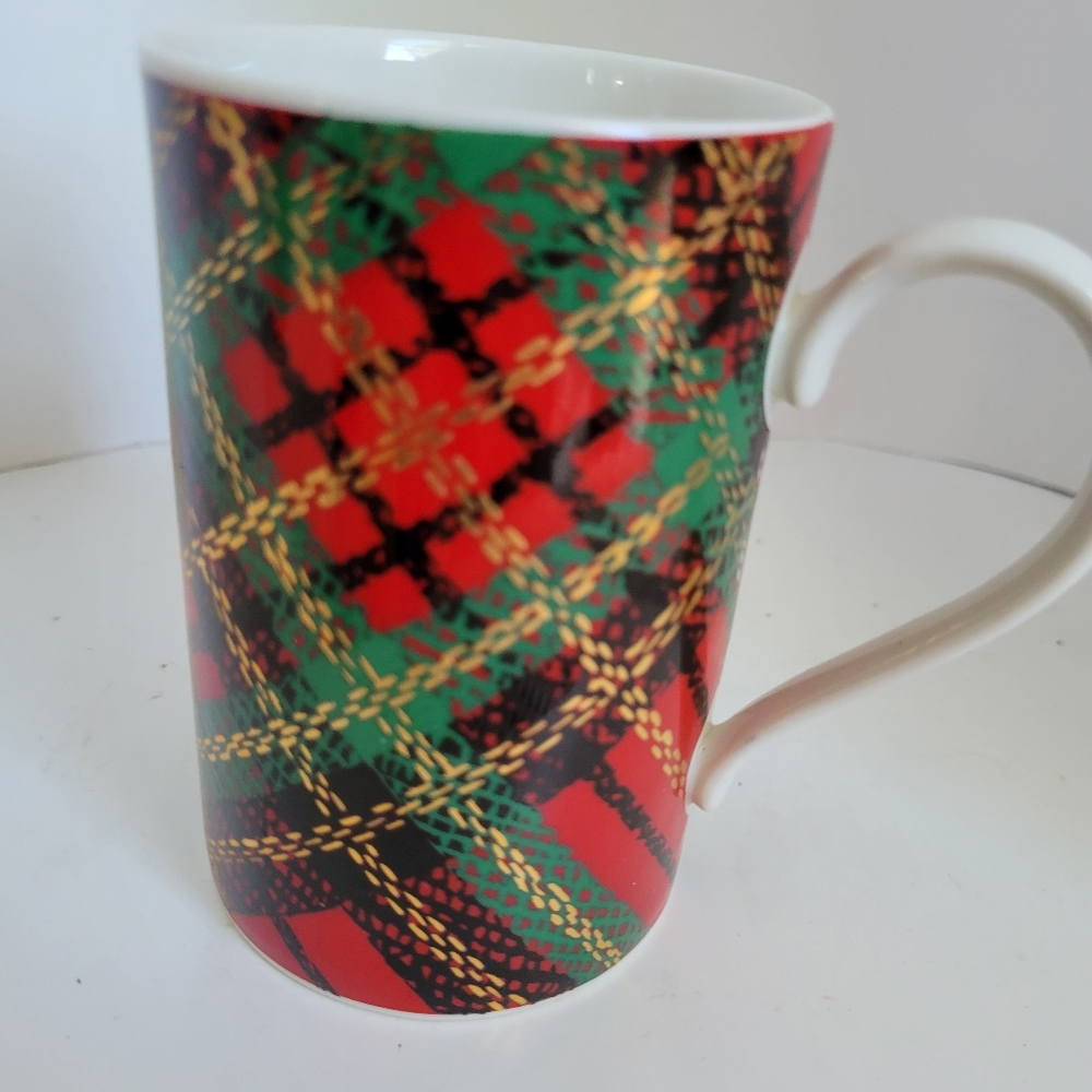 Dunoon Gold Plaid Red Stewart Coffee Mug